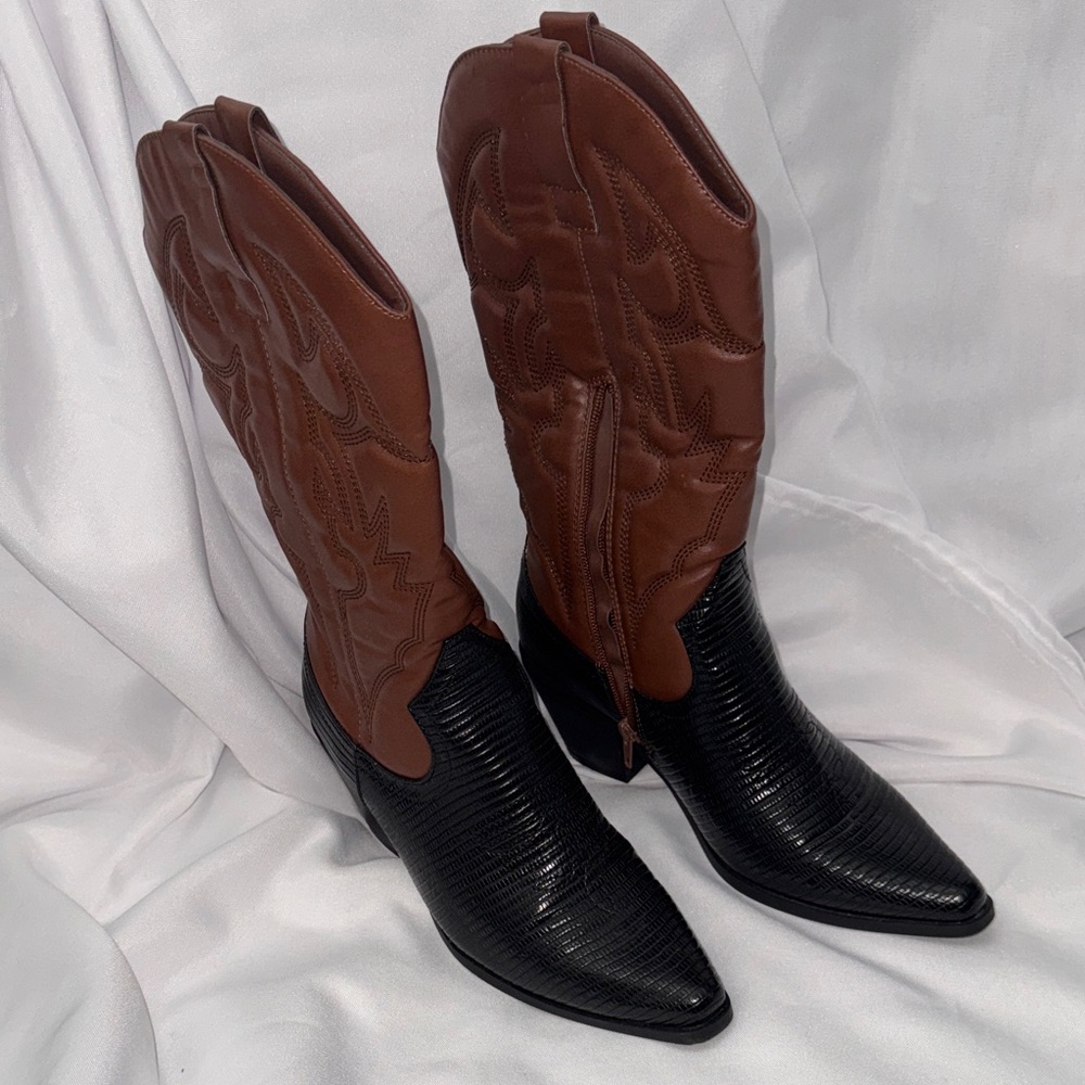 JustFab Brown and Black Heeled Boots